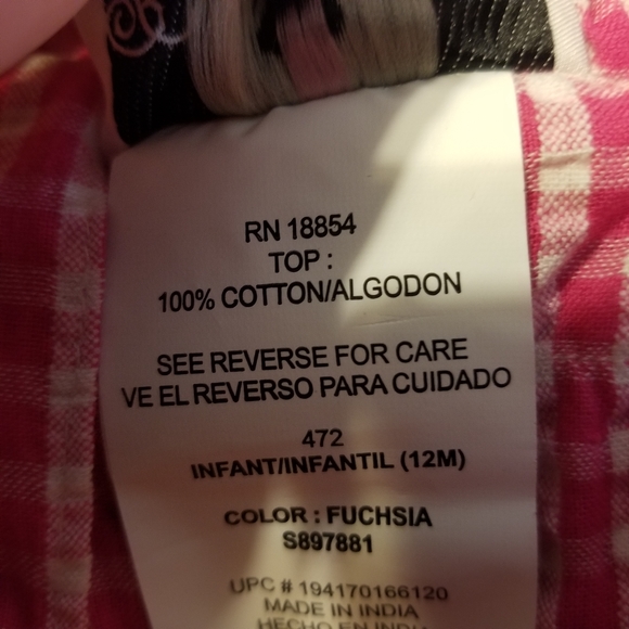 Rare Editions Baby Girl Pink Gingham Ruffle Shorts Set Cotton Infant NWT 12M - Picture 8 of 10